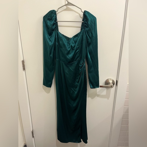 Reformation Rey Silk Long Sleeve Midi Dress 4 - Picture 3 of 10